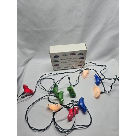 Holiday Indoor Party Lights Volkswagen Beetle Bug Shaped-Novelty-11 Ft 10 Lights - Picture 6 of 12